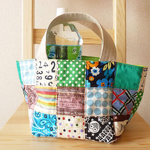 ハンドメイド　パッチワーク　トートバック パッチワークキルトバッグ トートバッグ ブルーグレー - lilla