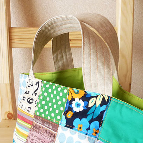 パッチワークデザイン トートバッグ パッチワークデザインキャンバストートバッグ【全4色】 – トート