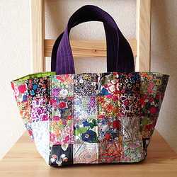 パッチワーク◇トートバッグ64 リバティ紫2 トートバッグ runbapanda