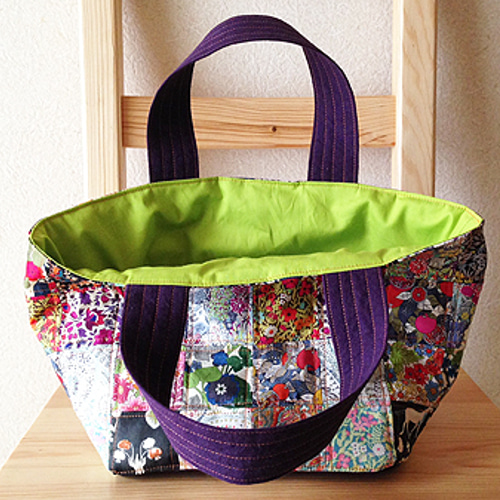 パッチワーク◇トートバッグ64 リバティ紫2 トートバッグ