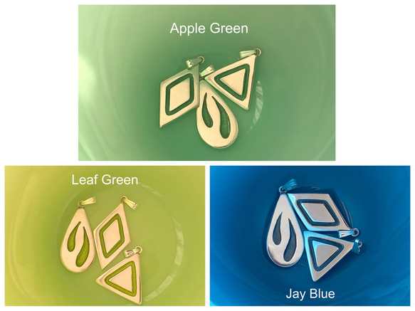 【silver×七宝】しずく型の シルバーピアス（Apple Green) 5枚目の画像
