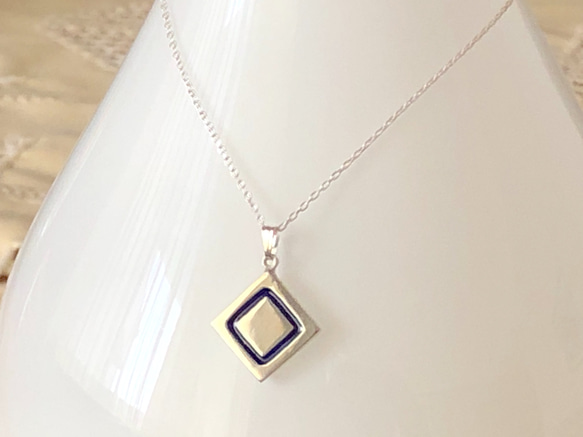 silver×七宝】四角い シルバーネックレス (3 colors) ネックレス 