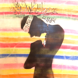 イラスト　インディアン"祈り"  虹色な背景がお部屋を明るく演出します✨ 2枚目の画像