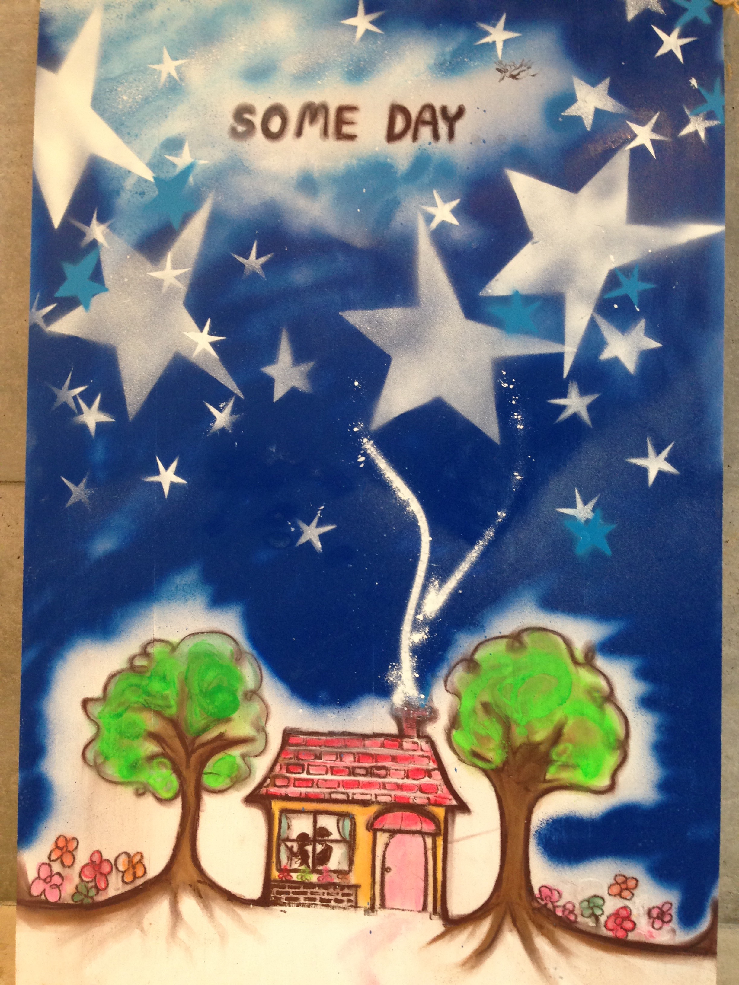 イラスト　星空に輝く星が綺麗にお部屋を温かに✨"SOME DAY"