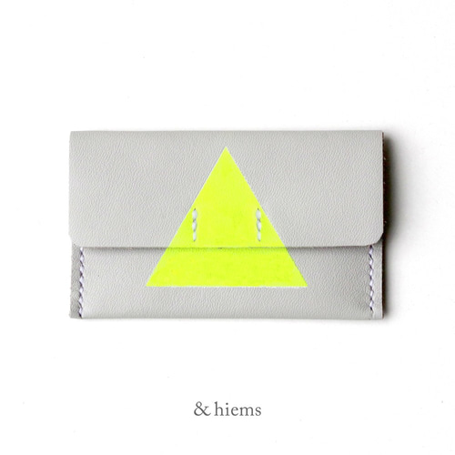 カードケース/名刺入れ (さんかく neon yellow) 本革 レザー 名刺入れ