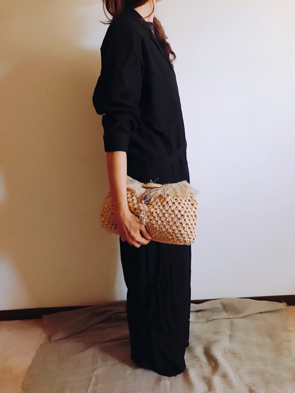 クラッチバック ラフィア アメジスト