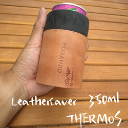 THERMOS 保冷缶ホルダー350ml缶用レザーカバーワイルド ワンホック 1枚目の画像