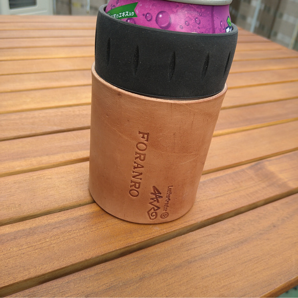 THERMOS 保冷缶ホルダー350ml缶用レザーカバーワイルド ワンホック 5枚目の画像