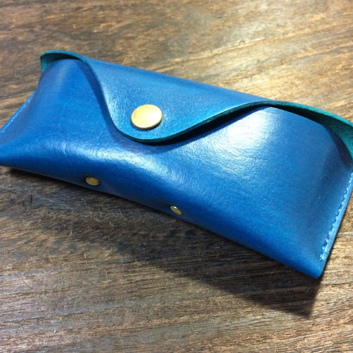 レザー眼鏡ケース 深海ブルー メガネケース (革)アマチュア研究社