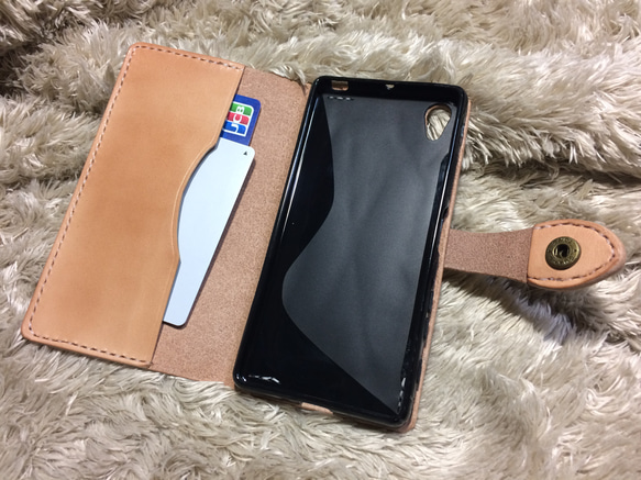 leather smart phon case ナチュラルONEポケ 2枚目の画像