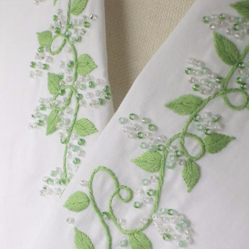 値下げ 富士商会 刺繍半衿 ブローチセット バタフライ クリーム