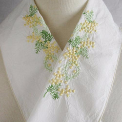 夜のミモザ 総刺繍 国産綿織物 刺繍半衿 （出店情報 | 名古屋