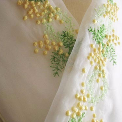 半衿・刺繍半衿・ミモザ・オーガンジー 和装小物（帯・半襟