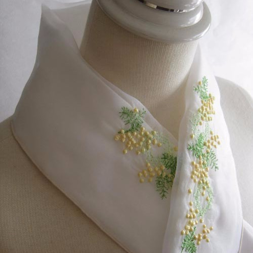 半衿・刺繍半衿・ミモザ・オーガンジー 和装小物（帯・半襟