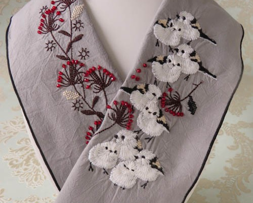 【新品未使用】ペタコさんの刺繍半衿 ／シマエナガ 新品未使用 富士商会 ペタコさんの刺繍半襟 シマエナガ - メルカリ