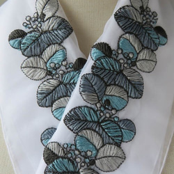 アンティーク夏の半衿 日本刺繍 紫陽花に舞う黒アゲハが素敵な絽縮緬の半衿 夏の半衿 アンティーク日本刺繍 紫陽花に舞う黒アゲハが素敵な絽