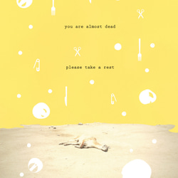 グラフィックデザインポスター take a rest / イエロー ポップ 動物 コラージュ 写真 6枚目の画像