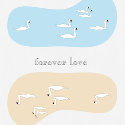 グラフィックデザインポスター forever love / 白鳥 湖 愛 ウエディング 結婚式 イラスト ベージュ 7枚目の画像