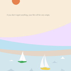 グラフィックデザインポスター ヨットと湖と太陽 / 自然 山 太陽 湖 ヨット 名言 イラスト ライトカラー 6枚目の画像