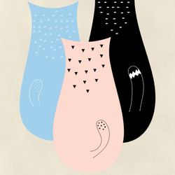 グラフィックデザインポスター cat knows everything /猫 イラスト 水色 ピンク 黒　北欧風デザイン 6枚目の画像