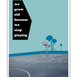 グラフィックデザインポスター playful / バスケットボール　バスケコート　ターコイズブルー　フォトコラージュ 7枚目の画像