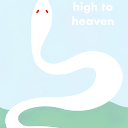 グラフィックデザインポスター flying high-snake-/白 ヘビ 空 水色 パステル ポップ イラスト 幸運 6枚目の画像