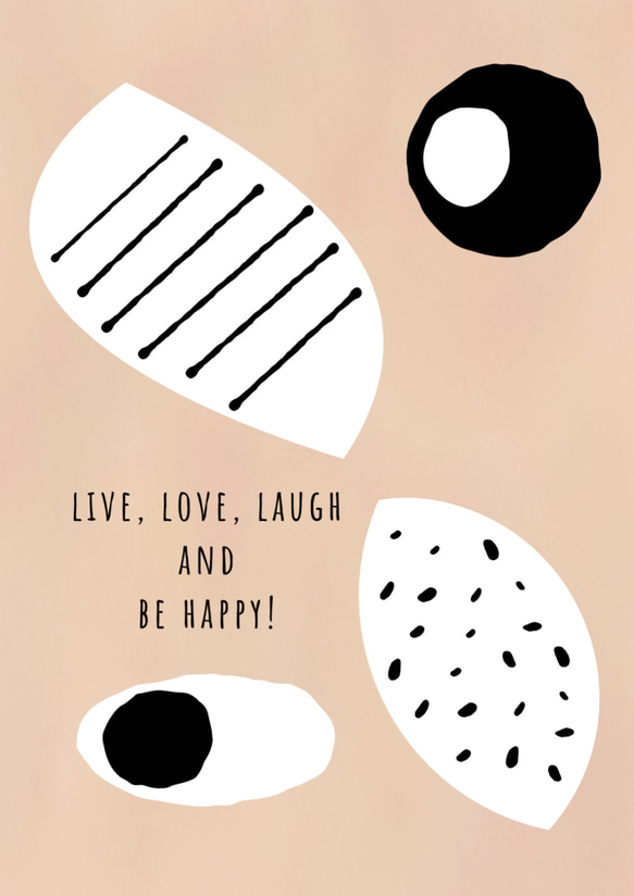 グラフィックデザインポスター LOVE AND BE HAPPY/ ピンクベージュ　結婚　記念日　お祝い　北欧風デザイン 7枚目の画像