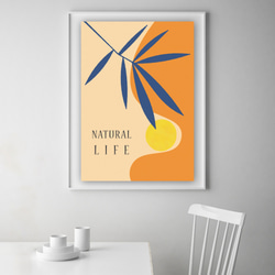 グラフィックデザインポスター NATURAL LIFE/ サマー ヤシ ボタニカル 太陽 ナチュラル オレンジ イエロー 5枚目の画像