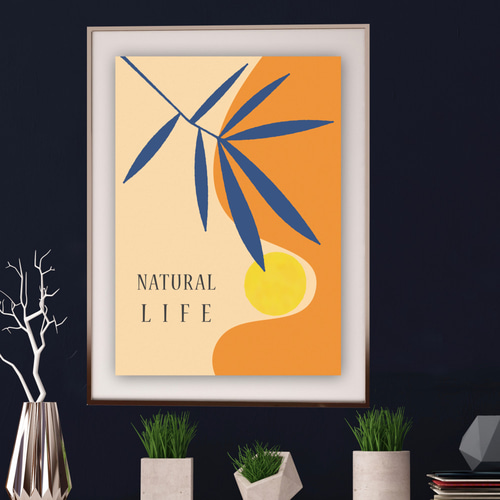グラフィックデザインポスター NATURAL LIFE/ サマー ヤシ ボタニカル 