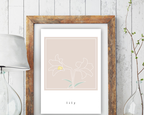 新作グッ グラフィックデザインポスター lily/ユリ 花 自然 イラスト 絵画