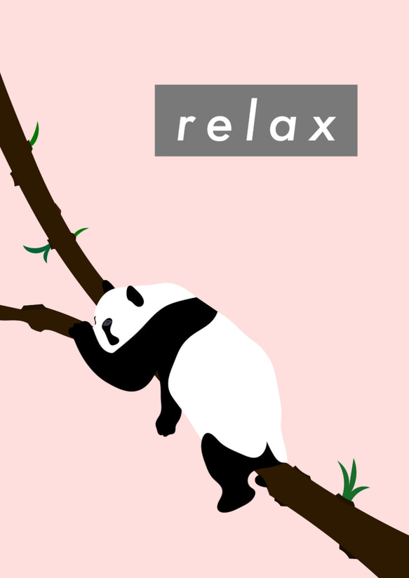 グラフィックデザインポスター relax panda /パンダ ピンク リラックス イラスト ポップデザイン 7枚目の画像