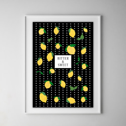グラフィックデザインポスター BITTER&SWEET / レモン イエロー ブラック 水玉 ポップデザイン 5枚目の画像