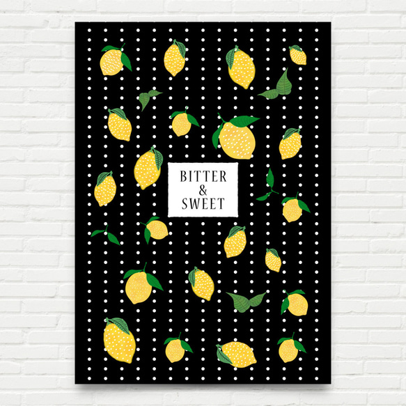 グラフィックデザインポスター BITTER&SWEET / レモン イエロー ブラック 水玉 ポップデザイン 6枚目の画像
