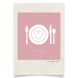 グラフィックデザインポスター eat love/愛 ピンク ハート カフェ リラックス 北欧デザイン 7枚目の画像