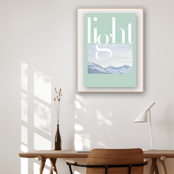 写真・グラフィックデザインポスター light / 雪山 自然 風景写真 北欧 アイスランド 英語 タイポグラフィ 2枚目の画像