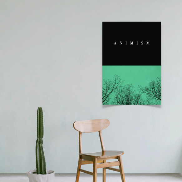 写真・グラフィックデザインポスター ANIMISM / 木 自然 風景写真 英語 グリーン ブラック フォトコラージュ 3枚目の画像