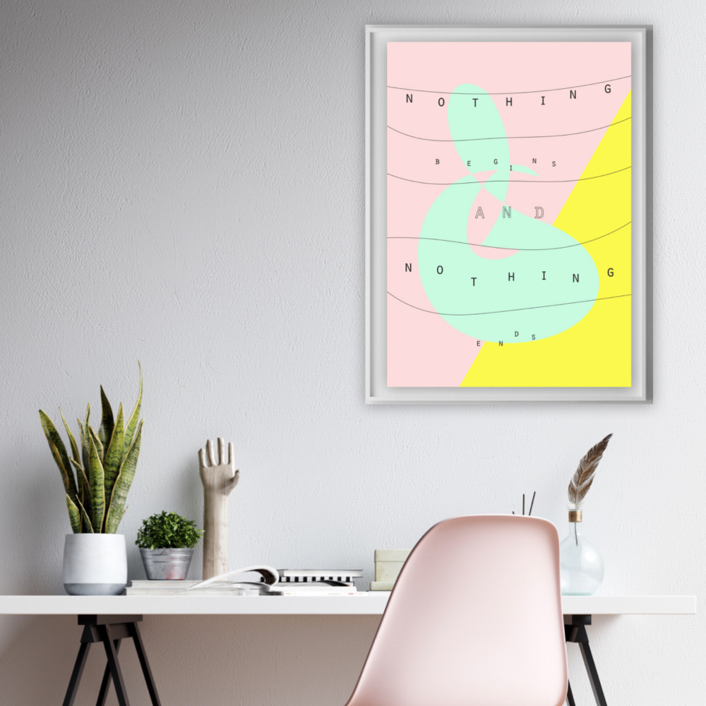 グラフィックデザインポスター nothing ends / パステルカラー ミント