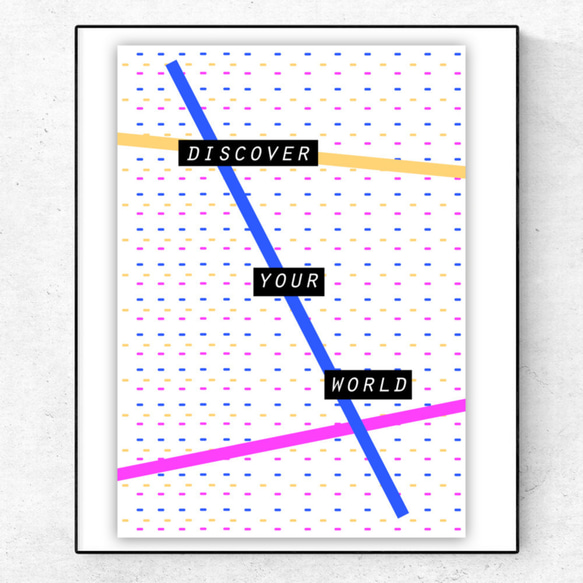 グラフィックデザインポスター DISCOVER YOUR WORLD/ 世界 近未来 カラフル ドット ポップデザイン 5枚目の画像