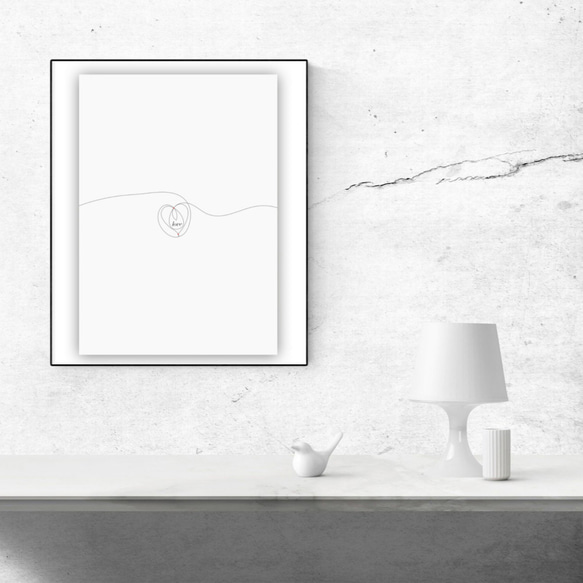 グラフィックデザインポスター love / 愛　ウエディング　ハート　シンプルデザイン　ラインアート 2枚目の画像