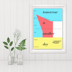 グラフィックデザインポスター tomorrow /英語 ことわざ ポップカラー