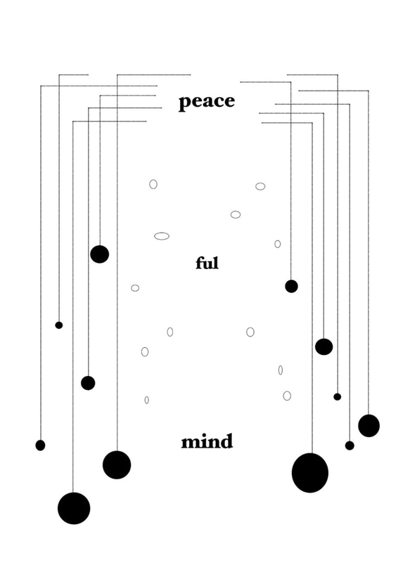 グラフィックデザインポスター peaceful mind/ ブラック ホワイト モノトーン シックデザイン 6枚目の画像