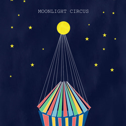 グラフィックデザインポスター moon light circus/ サーカス 夜　月 星 ネイビー おとぎの国 7枚目の画像