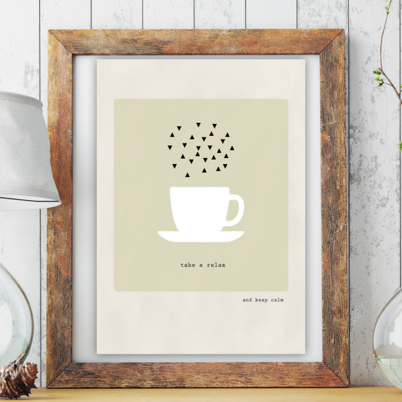 グラフィックデザインポスター take a relax /コーヒー　カフェ風　リラックス　北欧デザイン 2枚目の画像