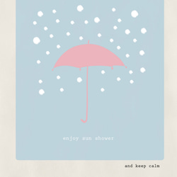 グラフィックデザインポスター sun shower/お天気雨　傘　ライトブルー　カフェ風　リラックス　北欧デザイン 6枚目の画像