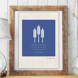 グラフィックデザインポスター be in nature/自然 植物 ボタニカル ネイビブルー  リラックス　北欧デザイン 2枚目の画像