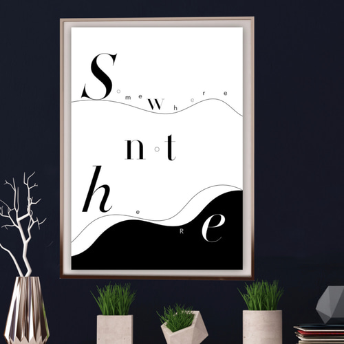 グラフィックデザインポスター somewhere not here /モノトーン