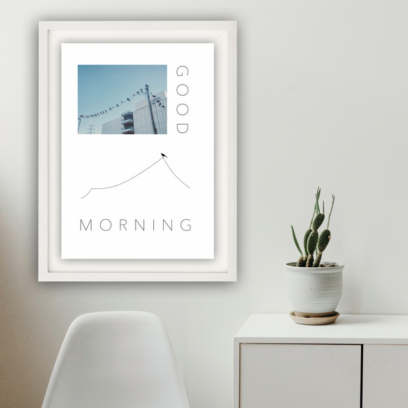 写真・グラフィックデザインポスター GOOD MORNING / 青空　鳥　風景写真　イラスト 1枚目の画像