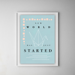 グラフィックデザインポスター NEW WORLD / 鶴　幸運　新しい始まり　新生活　シックデザイン 5枚目の画像