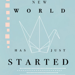 グラフィックデザインポスター NEW WORLD / 鶴　幸運　新しい始まり　新生活　シックデザイン 6枚目の画像