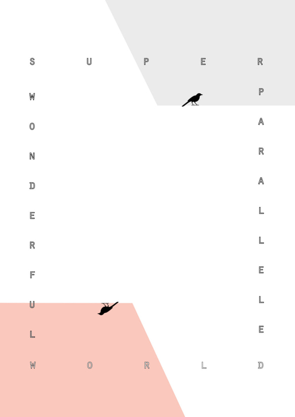 グラフィックデザインポスター wonderful world /グレー ピンク パステル 鳥　ポップデザイン 6枚目の画像